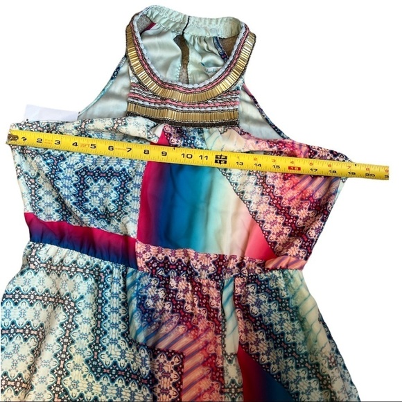 Charlie Jade Ava Embellished Georgette Maxi Sleeveless Slit Size M Dress‎ - Picture 10 of 12